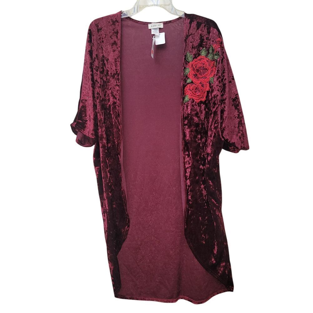 Beware Womens Burnout Velvet Kimono Open Front Dolman Sleeve XL Whhimsigoth  Y2K